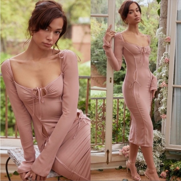 House of CB Ophelia Midi‎ Dress in Blush Size Small NWT - Picture 1 of 11